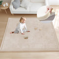 ACOMOPACK Baby Play Mat for Floor 1.3" Thick Memory Foam 50x50 Soft Velvet Playpen Mat for Kids,Infants,Toddlers,Tummy Time Crawling Mats with Non-Slip Bottom,Yoga,Tatami,Nursery Rug（Beige）-Ruum Studio Home
