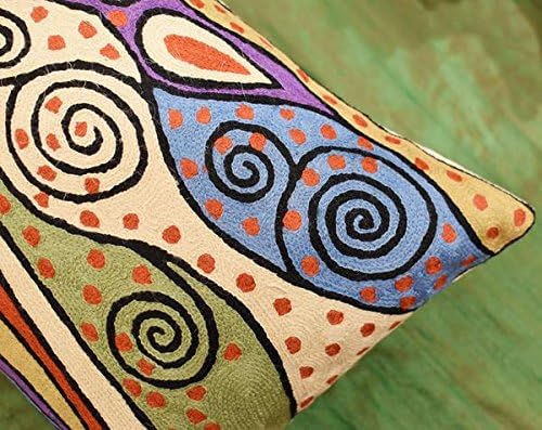 Lumbar Rust Klimt Contemporary Throw Pillows | Modern Pillow Cases | Abstract Pillows | Modern Accent Pillow | Rust Mid Century Chair Cushions | Handmade Cushion | Wool Size 14x20-Ruum Studio Home