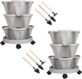Vertical Planter 3 Tier Stackable Planters Garden Planters Strawberry Herb Flower and Vegetable Planter Indoor Outdoor Gardening Pots with Removable Wheels and Tools 2-Pack-Ruum Studio Home