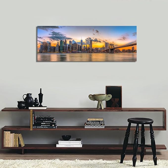 Kalormore New york City Skyline Canvas Wal Art Brooklyn Bridge Picture for Wall-Ruum Studio Home