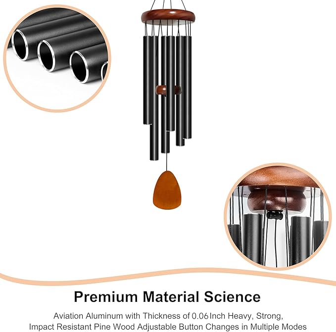 Wind Chime for Outside, 29 inch Aluminium Metal Wind Chimes, Relaxing Soothing Wind Chimes Outdoor, Decoration for Garden, Patio, Yard, Home, Gift for Mother's Day, Birthday(Waterdrop)-Ruum Studio Home