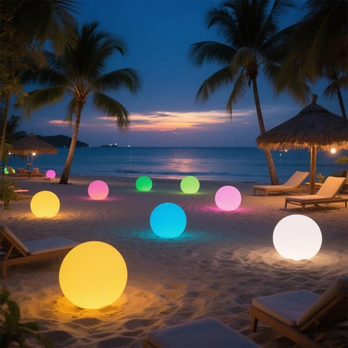 Large LED Glowing Ball Light, 20-in Outdoor LED Garden Orb Lights, Rechargeable Globe Lights RGB Color Changing Globe Floor Lamp Mood Lamp w/Remote, Waterproof Light Up Ball Light for Patio Lawn Decor-Ruum Studio Home