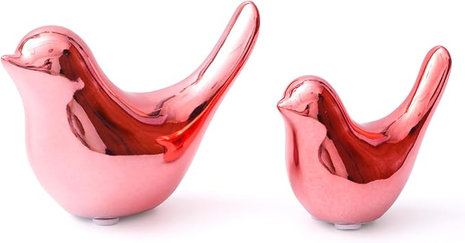 Notakia Small Birds Statues Pink Home Decor Modern Style Decorative Ornaments for Living Room, Bedroom, Office Desktop, Cabinets (2Pcs Pink Birds)-Ruum Studio Home