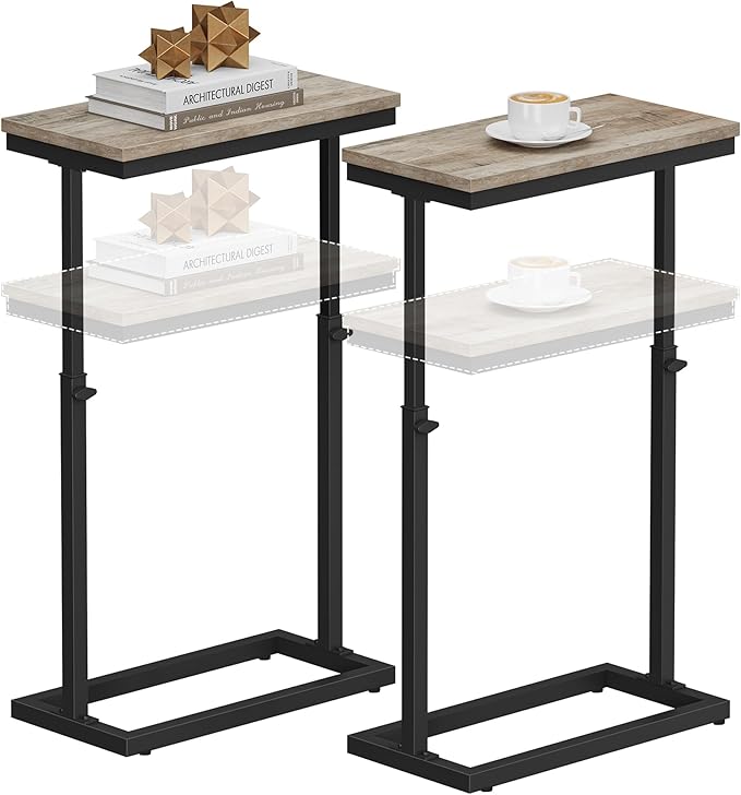 TUTOTAK End Table, Side Table, Tall Couch Table, Sofa Table, Living Room, Bedroom, Greige TB01BG0832-Ruum Studio Home