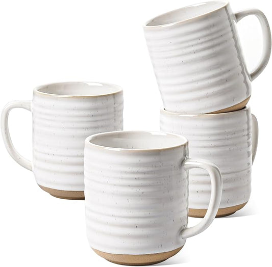 LE TAUCI Coffee Mugs 12 oz, Ceramic Mug Set, Housewarming Wedding Present, Coffee Cups for Latte, Hot Tea, Cappuccino, Mocha, Cocoa - Set of 4, Arctic White-Ruum Studio Home