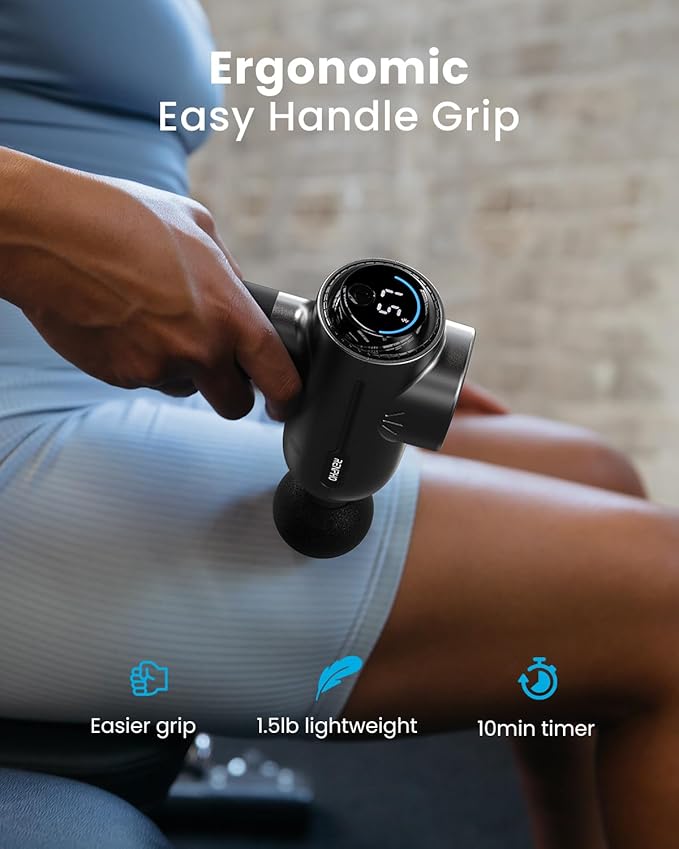 RENPHO Massage Gun with Heat, Portable Muscle Percussion Massager with Bluetooth for Back and Neck, 5 Replaceable Heads, Carry Case, Gifts for Men Women-Ruum Studio Home