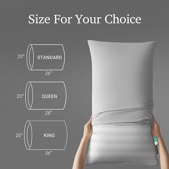 Hotel Grand Softy-Around Feather Down Pillows Queen Size Set of 2 Packs White Strip 100% Cotton Fabric Bed Pillows for All Position Sleepers,28"x20"/2 Packs-Ruum Studio Home