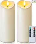 Homemory Outdoor Waterproof LED Candles, Battery Operated with Remote and Timers, Electric Fake Plastic Pillar Candles, Ivory White, Set of 2-Ruum Studio Home