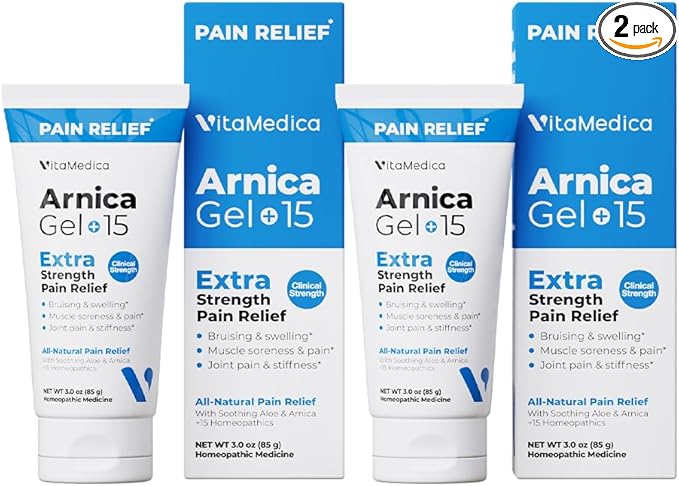 VitaMedica Arnica Gel Plus 15 Healing Plant Compounds, Extra Strength Pain Relief Formulation for Bruising, Swelling, Joint Pain, Muscle Soreness & Stiffness, All-Natural, Plant-Based, 2-Pack-Ruum Studio Home
