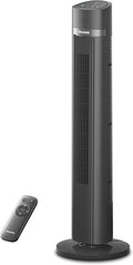 PELONIS 40 inch Bladeless Tower Fan for Bedroom, Standing Fan with Remote Control, 26ft/s, 90° Oscillation, 3 Speed Settings, 27 Db, 3 Modes, 15-Hour Timer, LED Display, Fan that Blows Cold Air, Grey-Ruum Studio Home