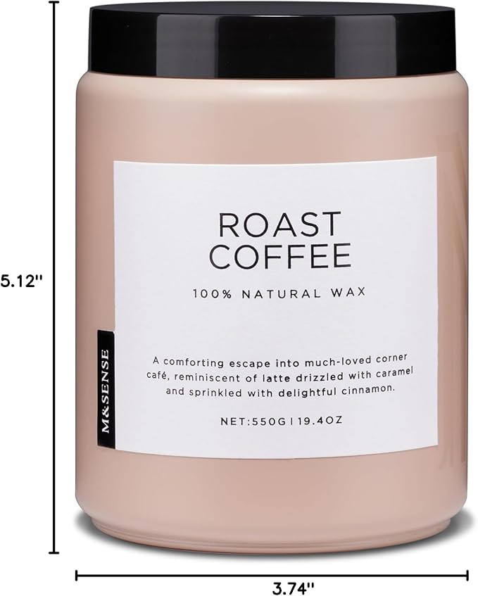 M&SENSE Coffee Candles Scented Strong, 2 Wick Jar Candle 19.4oz, 110 Hours Burning Time, Organic Natural Soy Wax Candle for Bedroom Kitchen Home Decor, Housewarming Gift for Men and Women-Ruum Studio Home