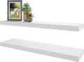 BAMEOS Floating Shelves, 35 in W x 7in D White Wall Mounted Wooden Shelves with Invisible Brackets Set of 2, Hanging Wall Shelves Decoration for Bedroom and Kitchen-Ruum Studio Home