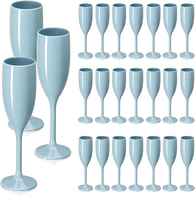 XUWAIDSGN Acrylic Champagne Flutes Toasting Glasses Unbreakable Mimosa Bar Reusable Wine Glasses Vintage Champagne Flutes Stemmed Drinking Cups 5.4 OZ for Christmas Birthday (24, Blue)-Ruum Studio Home