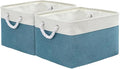 Storage Basket for Organizing - 17X15X12 inch 2 Pack Canvas Storage Bin for Shelves, Fabric Storage Cubes for Cloth Decorative Books Nursery (White & Green)-Ruum Studio Home