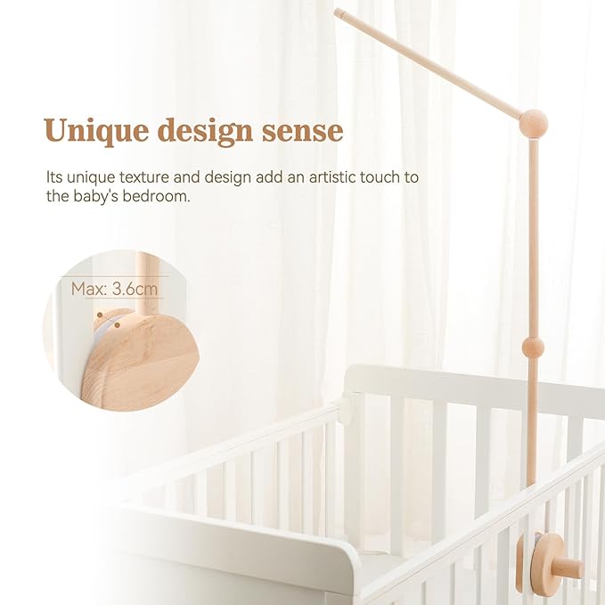 Baby Crib Mobile Arm,HBM Wooden Mobile Arm for Crib Mobile Hanger for Crib Baby Girl Nursery Decor-Ruum Studio Home