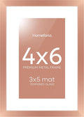 Homeforia Rose Gold 4x6 Picture Frame, High End Metal 4 x 6 Frames with Mat 3 x 5 for Print, 4by6 Desk Frame Matted to 3x5 inch Photo, 4 by 6 Wall or Tabletop Frame, Tempered Glass, Wall Kit, Set of 1-Ruum Studio Home