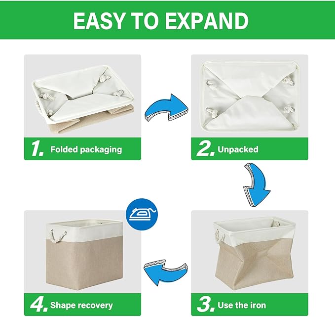 Bidtakay Extra Large Storage Baskets for Organizing 17x12x15.1 inch 3-Pack Fabric Closet Organizers Storage Bins with Handles Foldable Storage Baskets for Shelves Clothes XL-White&Beige-Ruum Studio Home