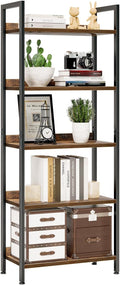 NUMENN Bookshelf, 5 Tier Bookshelves, Home Office Bookcase Shelf Storage Organizer, Free Standing Storage Shelving Unit for Bedroom, Living Room and Home Office, Vintage-Ruum Studio Home
