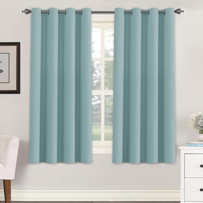 H.VERSAILTEX Window Treatment Blackout Thermal Insulated Room Darkening Solid Grommet Curtains/Drapes for Bedroom (Set of 2 Panels,52 by 63 Inch Long, Mineral Blue)-Ruum Studio Home