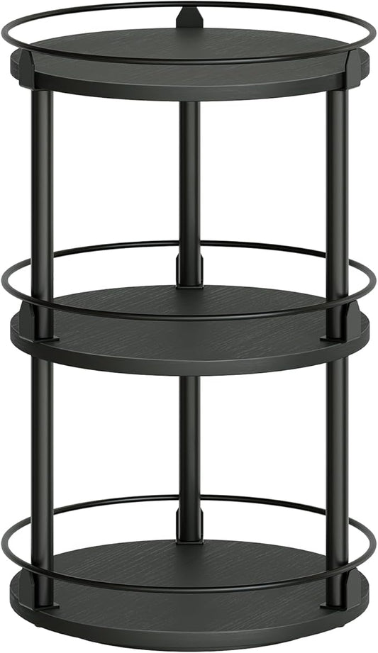 3-Tier Lazy Susan Organizer, Rotating Spice Rack, Spinning Organizer, Industrial Turntable Spice Rack Organizer for Cabinet, Kitchen Countertop, Pantry, Black SR23BK-Ruum Studio Home