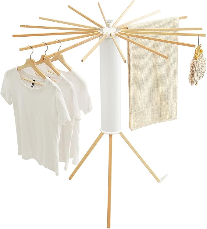 JOOM Tripod Clothes Drying Rack, Garment Rack Portable and Foldable Space Saving Laundry Drying Rack - Drying Rack Clothing Floor Folding Balcony Bedroom Household Wooden-Ruum Studio Home