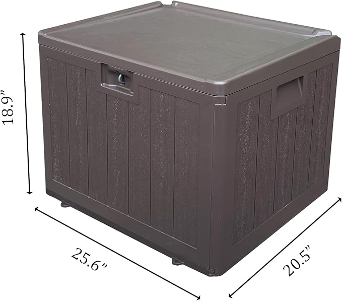 33 Gallon Pro Waterproof Outdoor Storage Bin Resin Deck Box for Patio, Poolside, and Garden, Lockable & UV-Resistant, Ideal for Small Spaces, Brown-Ruum Studio Home