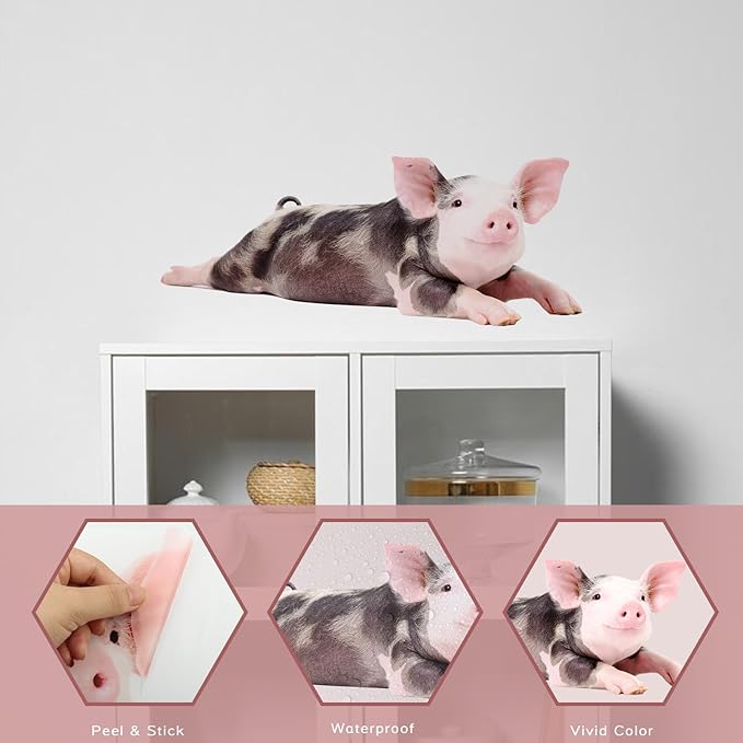 Funny Piggy Wall Window Stickers True Pig Wall Decals Peel and Stick Cute Pig Wall Stickers Removable Funny Animals Decals Gifts for Farmhouse Nursery Kitchen Kids Bedroom Playroom Décor-Ruum Studio Home