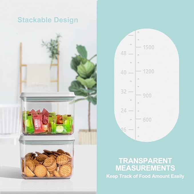 Pop Containers with Lids - Stackable Airtight Food Storage, Kitchen Pantry Storage Containers for Snacks Candy Salt Herbs Spices BPA-Free ((500ML+1200ML+1800ML)*2)-Ruum Studio Home