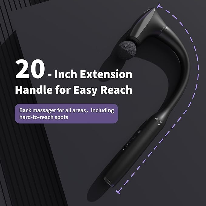 2-in-1 Detachable Muscle Massage Gun Deep Tissue with 20'' Extension Handle, Back and Neck Massager for Pain Relief, Handheld Massager for Shoulder Lower Back Leg Waist, FSA-HSA Eligible-Ruum Studio Home