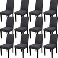 JQinHome Dining Room Chair Covers Set of 12, High Stretch Chair Slipcover Removable Washable Chair Seat Protector Cover for Home Party Hotel Wedding Ceremony (Grey)-Ruum Studio Home