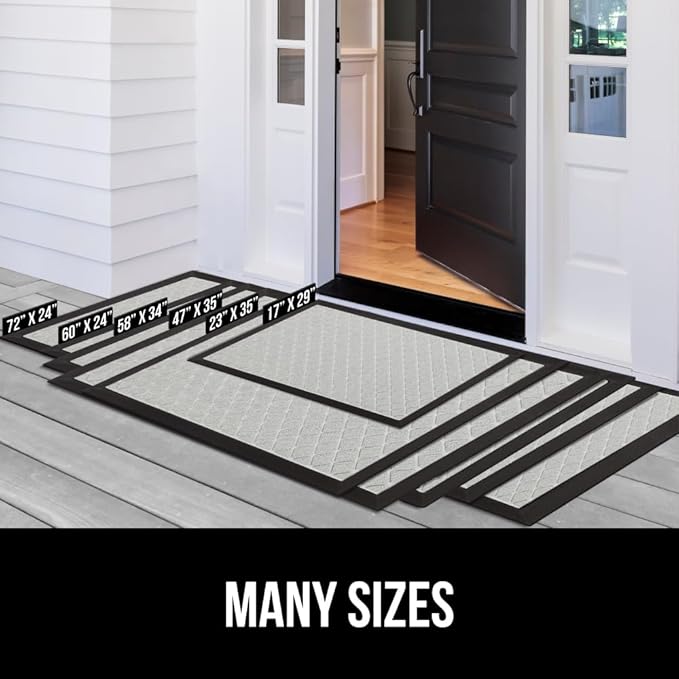 GORILLA GRIP 100% Waterproof All-Season WeatherMax Doormat US Designed Natural Rubber, Stain and Fade Resistant, Low Profile Indoor Outdoor Door Mats, Easy Clean Patio Mat, 17x29, Light Gray-Ruum Studio Home