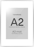 Homeforia A2 Poster Frame Silver, High End Metal A2 Picture Frames Silver with Mat A3 Print, 16.5x23.4 Frames Matted to 11.7x16.5 Photo, 16.5 by 23.5 Hanging Frames, Tempered Glass, Wall Kit, Set of 1-Ruum Studio Home