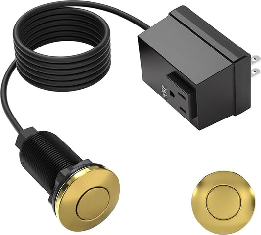 APIELE Garbage Disposal Air Switch Kit, Sink Top Push Button Switch for Food Waste Disposer, UL Listed 3.6" Long On/Off Air Button (Yellow Bronze)-Ruum Studio Home