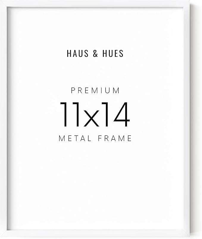 HAUS AND HUES White 11x14 Picture Frame, Aluminum, Modern, 14.0x11.0 inches, 0.75 inches Deep, 1 Piece, Unisex Adult, White-Ruum Studio Home