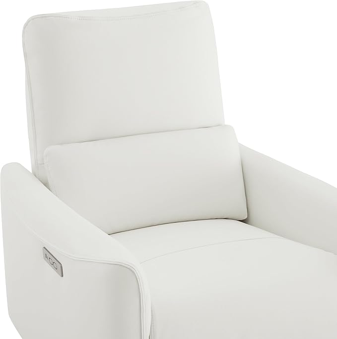 CHITA Power Recliner Chair Swivel Glider, FSC Certified Upholstered Faux Leather Living Room Nursery Reclining Sofa Chair with Lumbar Support, White-Ruum Studio Home