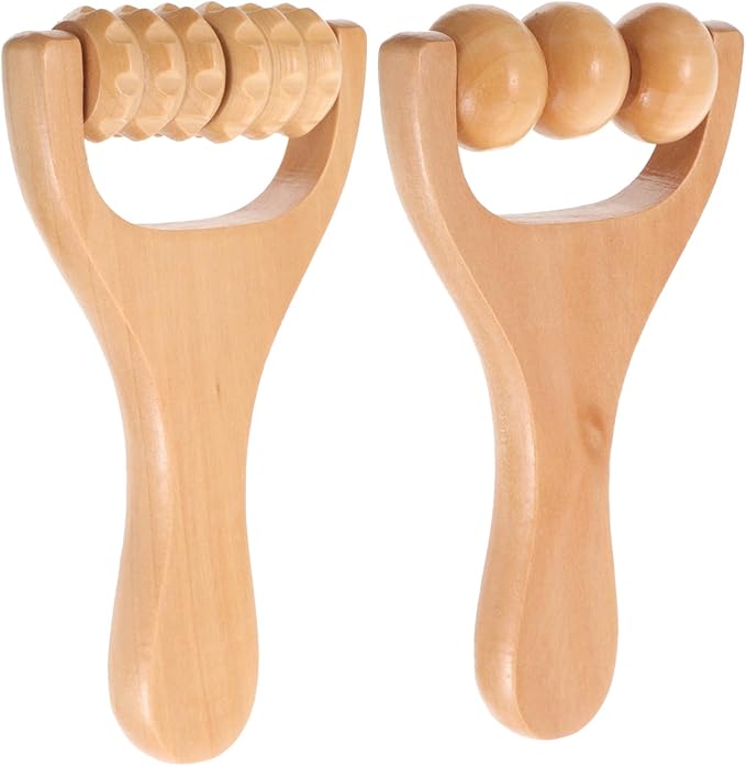 2pcs Wooden Massage Rollers Trigger Point Roller Muscle Relaxation Bead Massage Tools for Neck Back Leg Foot Arm-Ruum Studio Home