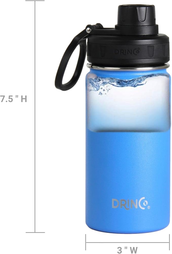 DRINCO Stainless Steel Water Bottle Spout Lid Vacuum Insulated Double Wall Water Bottle Wide Mouth (40oz 32oz 22oz 18oz 14oz) Leak Proof Keeps Cold or Hot (14 oz, 14oz Royal Blue)-Ruum Studio Home