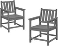 Patio Dining Chair Set of 2, HDPE Outdoor Dining Chair, Ergonomic HDPE Dining Chairs with Deep Seating, All Weather Outdoor Chairs Furniture for Backyard, Deck, Garden, Poolside, Smoke Gray-Ruum Studio Home