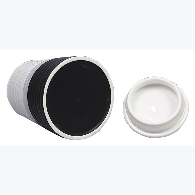 Young's Inc. 4 Pcs Set Rustic Modern Ceramic Canisters- Storage Container for Kitchen and Bathroom - Beautiful Home Decor Accent to Store Food, Coffee, Tea, and More - Black, White-Ruum Studio Home