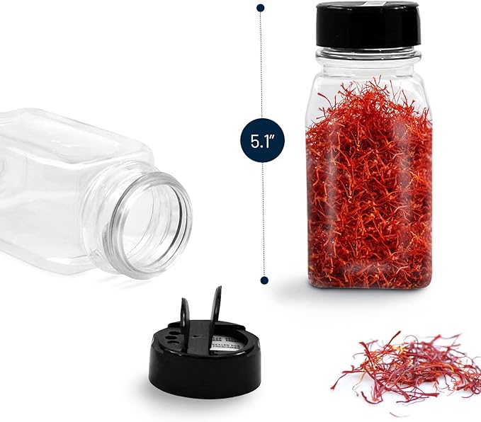 RoyalHouse 6 Pack 9.5 Oz Plastic Spice Jars with Black Cap, Clear and Safe Plastic Bottle Containers with Shaker Lids for Storing Spice, Herbs and Seasoning Powders, BPA Free, Made in USA-Ruum Studio Home