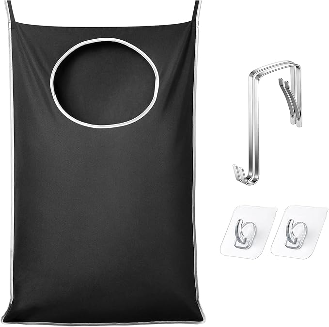 KEEPJOY XL Black Door Hanging Laundry Hamper, Large Size 36.5X22.5 inch Hanging Laundry Bag with Large Opening and 2 Strong Hooks for Whole Family Dirty Clothes-Ruum Studio Home