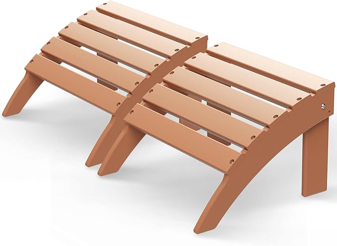 GREENVINES Adirondack-Ottoman | Set of 2 | HDPE Plastic | Outdoor Footrest | All Weather | Foot Rest | Foot Stool | Teak | for Adirondack Chair | for Patio Backyard Pool-Ruum Studio Home
