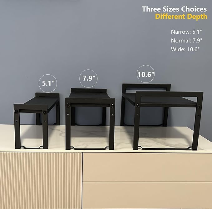 Expandable Cabinet Shelf Organizer 16-26" L Stackable Kitchen Counter Shelf Rack Sink Riser Countertop Storage Black (Normal 7.9”D)-Ruum Studio Home