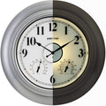 Andy Star 21 Inch Silver Illuminated Outdoor Wall Clock Waterproof with Thermometer and Hygrometer, Oversized Battery Operated Round Wall Clock, Big Silent Non Ticking Clock for Patio Pool Garden-Ruum Studio Home