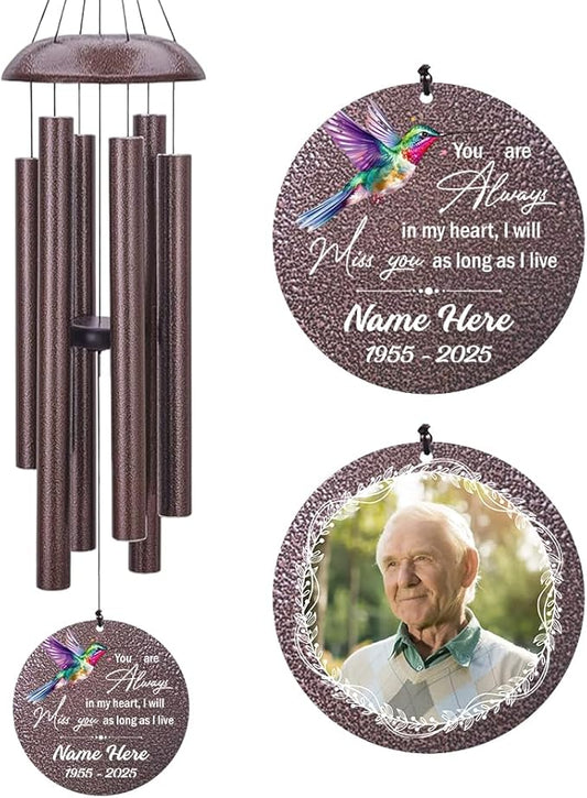 Personalized Wind Chime Memorial, Metal Wind Chime Deep Tone, Wind Chimes for Loss of Loved Father/Mother/Lover, Commemorative Sympathy Bereavement Gifts-Ruum Studio Home