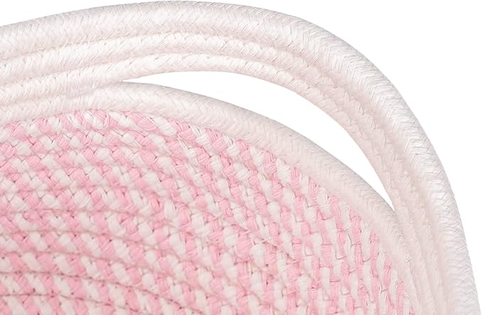 Off White&Mixed Pink Shelf Basket to Store and Organize Household Items/Baskets&Bins for Daily Storage &Organizing/Woven Rope Basket for Bedroom,Playroom/Small Oval-13x8.66x5.11’’,3 Packs-Ruum Studio Home