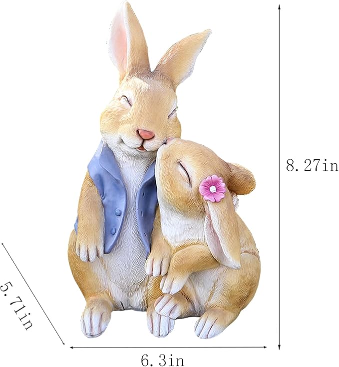 Garden Rabbit Statue Outdoor Decor Resin Funny Bunny Figurines for Outdoor Patio Lawn Yard Art Decoration Christmas Housewarming Gift-Ruum Studio Home