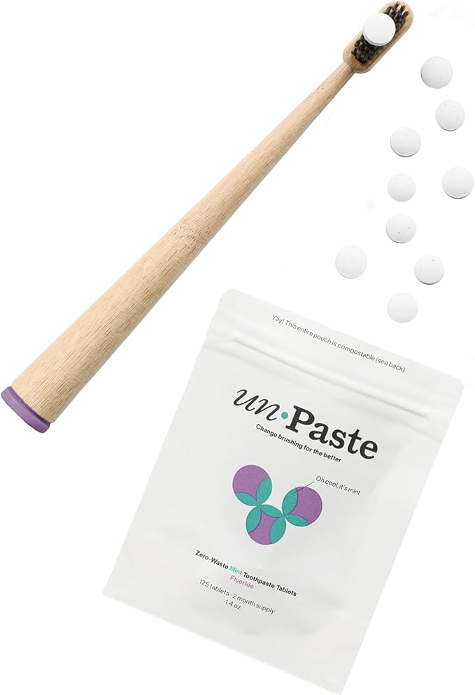 New Formula, Unpaste Toothpaste Tablets, Fluoride Mint, Xylitol Free, Vegan, Plastic Free, Travel-Friendly, Resealable Packet, 125ct, 2 Month Supply-Ruum Studio Home