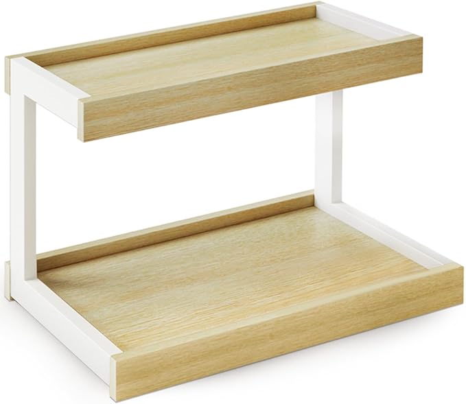 MARTY 2 Tier Spice Rack Organizer for Countertop, 15.8''L Coffee Station/Bathroom Organizer Countertop, Counter Shelf Desktop Storage Organizer for Kitchen, Bedroom, Office-Ruum Studio Home