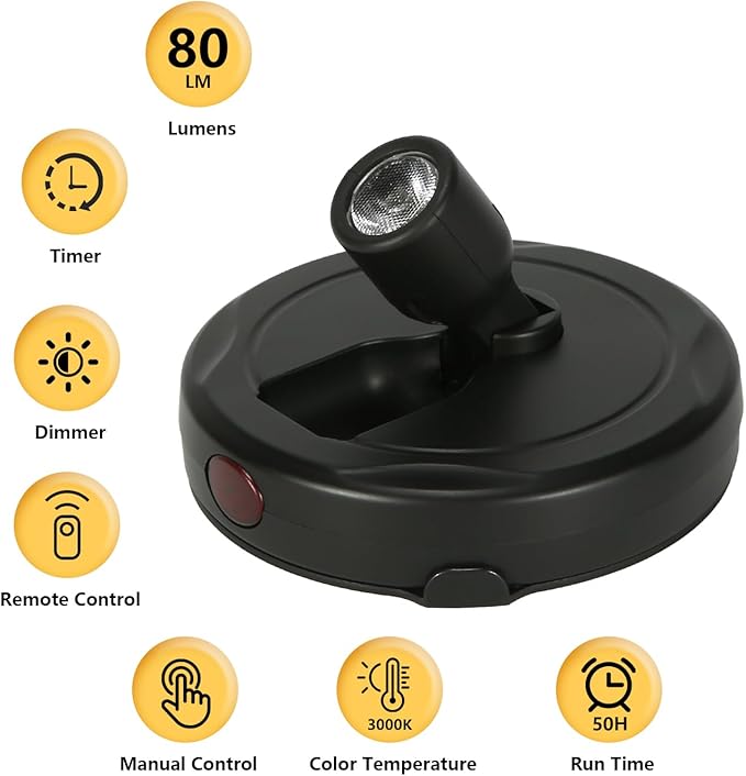 Cordless Spotlight Battery Operated, Indoor Plant Light, LED Display Puck Lights, Dimmable Accent Lighting with Remote, Uplight for Picture Tree Painting Gallery Dartboard Art Photo-Ruum Studio Home